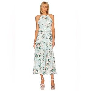Elliatt Pioneer Floral Tiered Halter Maxi Dress - Light Blue Floral